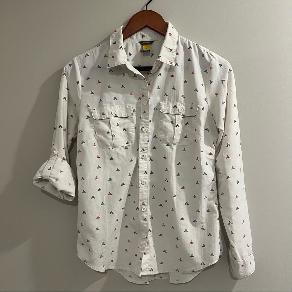 Small UPF 50 White Patterned Dress Shirt